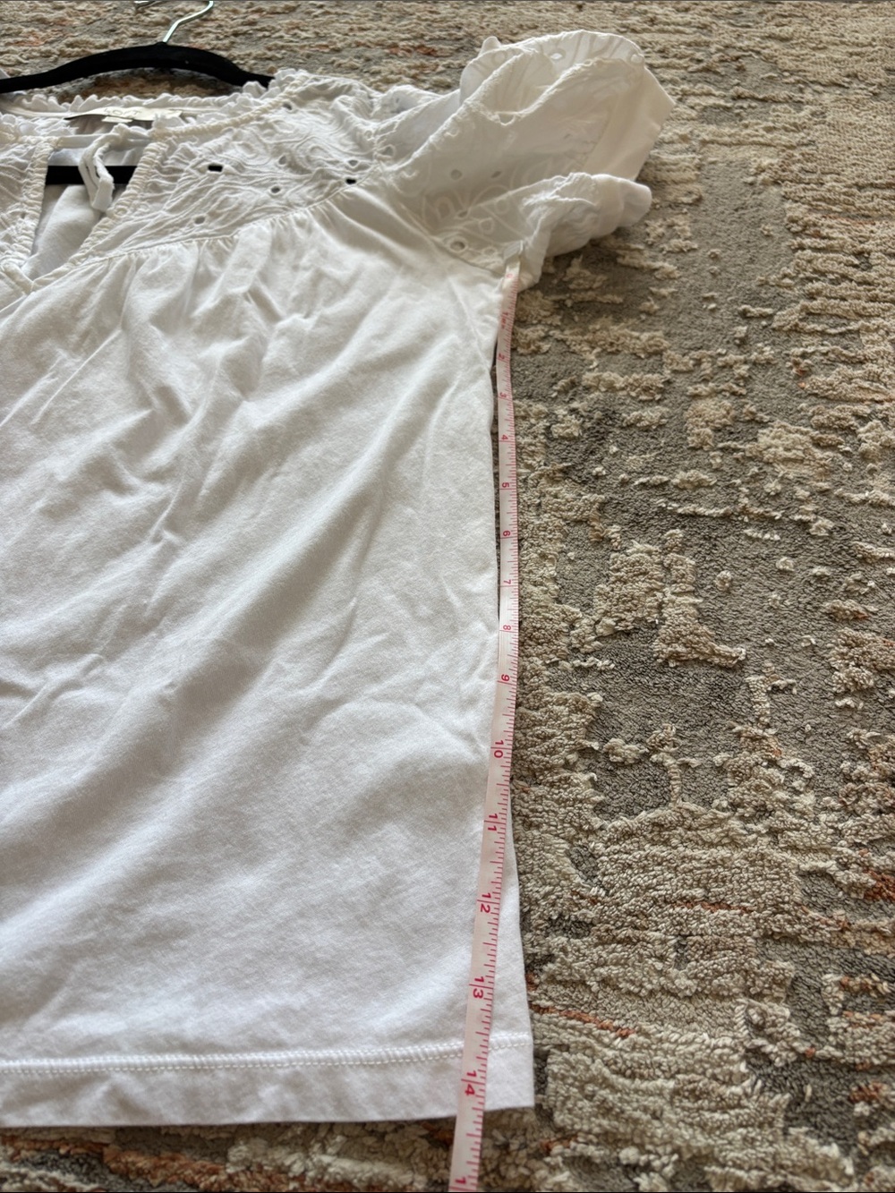 LOFT White Eyelet Tie-Neck Puff Sleeve Top - Picture 9 of 10